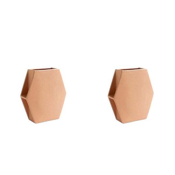 2x Ben David Hex Flower Vase Tabletop Display Home/Lounge Decor Large Caramel