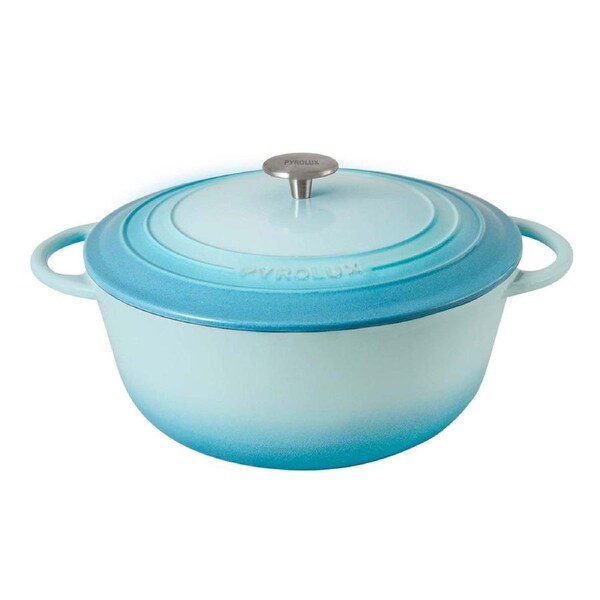 Pyrochef Cast Iron Round French Oven w/ Lid 28cm/6L Casserole Duck Egg Blue