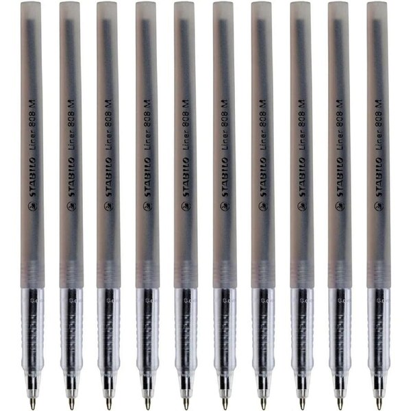 Stabilo 808 Liner Ballpoint Pen Medium Black Box 10