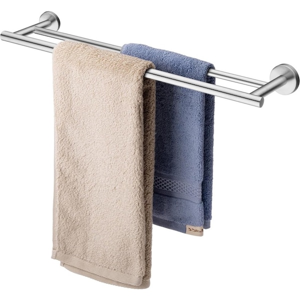 ACA 75cm Wall Double Round Towel Rail Rack Holder Stainless Steel Brushed Nickel