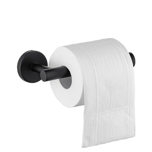 ACA Bath Toilet Paper Roll Holder Stainless Steel Wall Mounted Round Rack Black