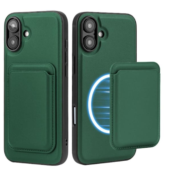 ZUSLAB for Apple iPhone 16 Plus Case Magnetic Detachable Card Holder Wallet Shockproof Heavy Duty Protective Cover (2024) - Green