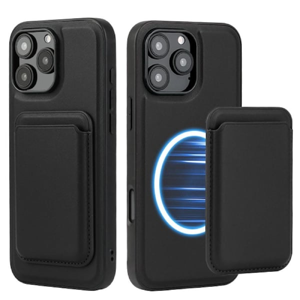 ZUSLAB for Apple iPhone 16 Pro Case Magnetic Detachable Card Holder Wallet Shockproof Heavy Duty Protective Cover (2024) - Black