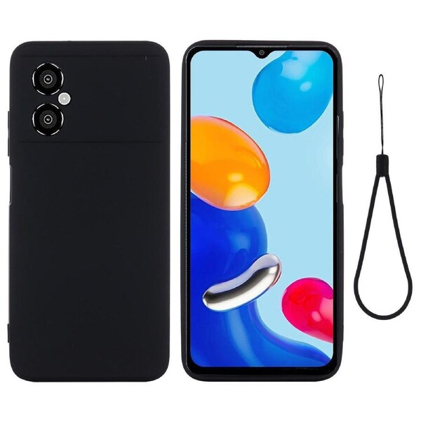 Slim-fit Liquid Silicone Soft Lining Phone Case For Xiaomi Redmi Note 11r 5g, With Strap