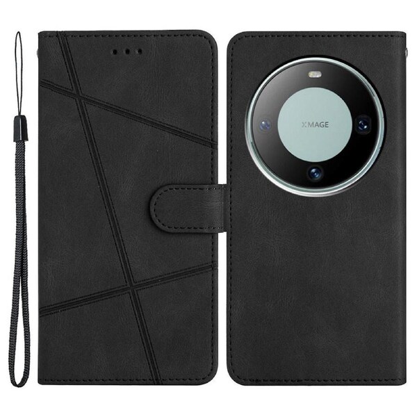 For Huawei Mate 60 Wallet Stand Phone Case Crazy Horse Texture Pu Leather Imprinted Lines Cover