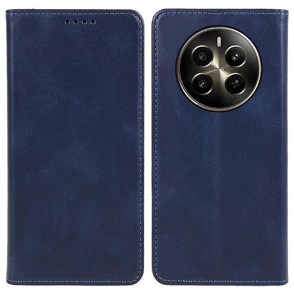 For Realme 12 Case Calf Texture PU Leather Flip Phone Shell Magnetic Closing Design