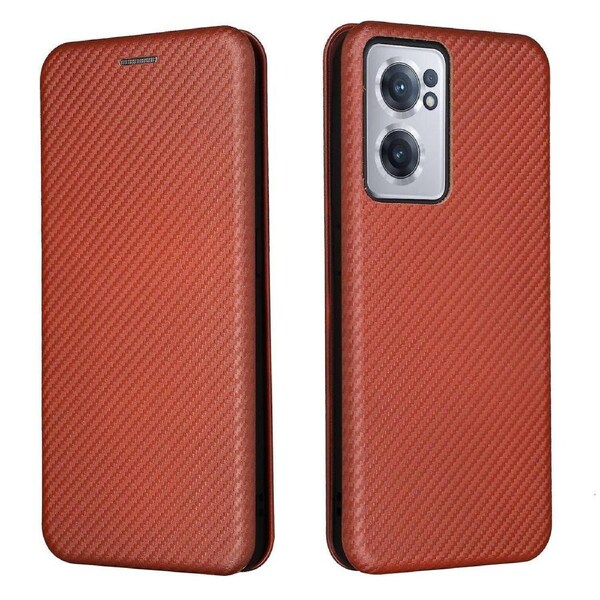 For Oneplus Nord Ce 2 5g Carbon Fiber Texture Flip Case Pu Leather Strong Magnetic Suction All-inclusive Protective Cover With Card Holder