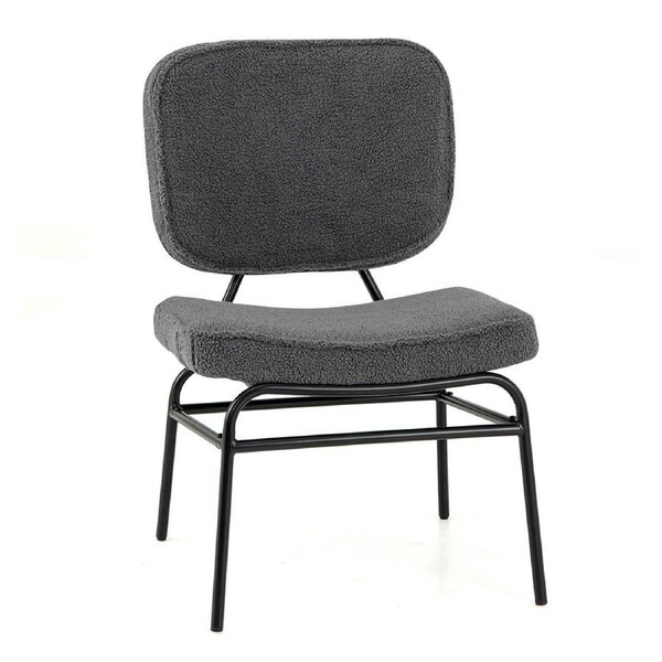 Giantex Upholstered Accent Chair Modern Side Chair w/Metal Frame Sherpa Chair Grey