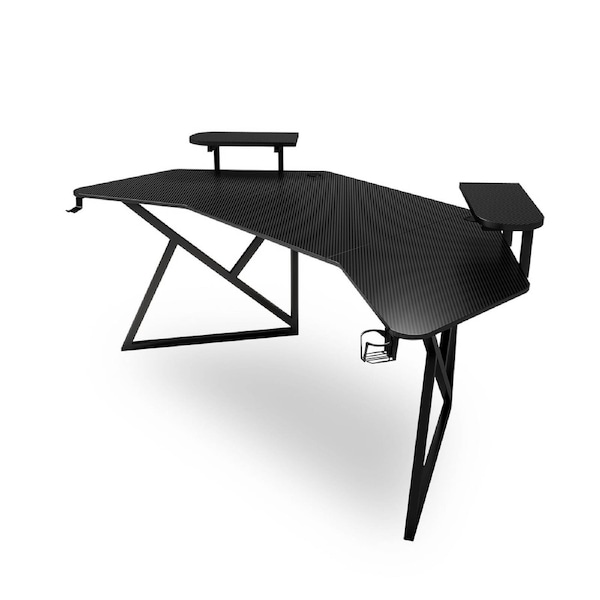 MIUZ Gaming Desk Large Size Computer Gaming Office Desk Carbon Fiber Table Black
