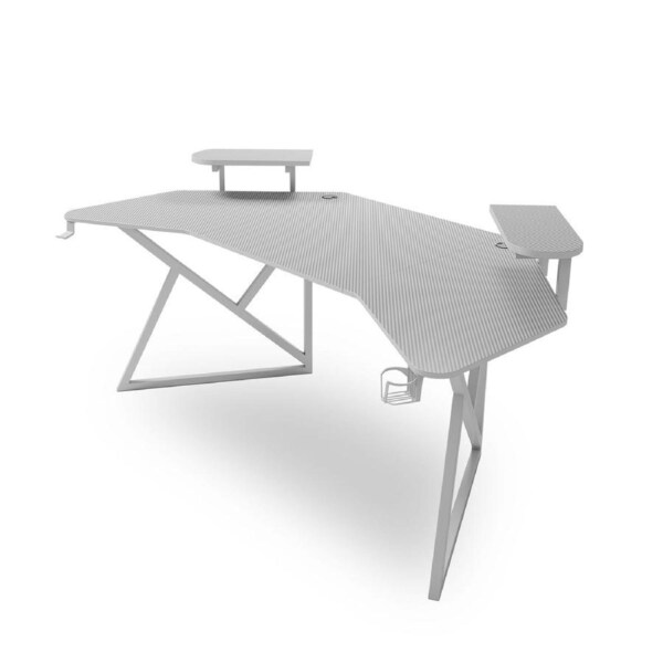MIUZ Gaming Desk Large Size Computer Gaming Office Desk Carbon Fiber Table White