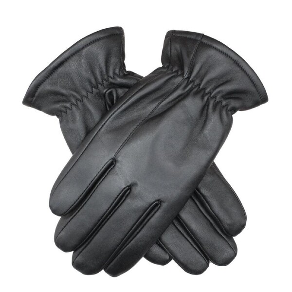 3M Thinsulate Mens Sheepskin Leather Gloves with Gathered Wrist in Black S/M