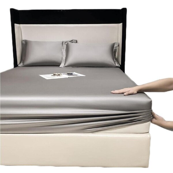 Nevenka 100% Cotton Bed Sheets Pillowcase 3 Piece Set Bedding-OdinGrey 120 x 200 CM