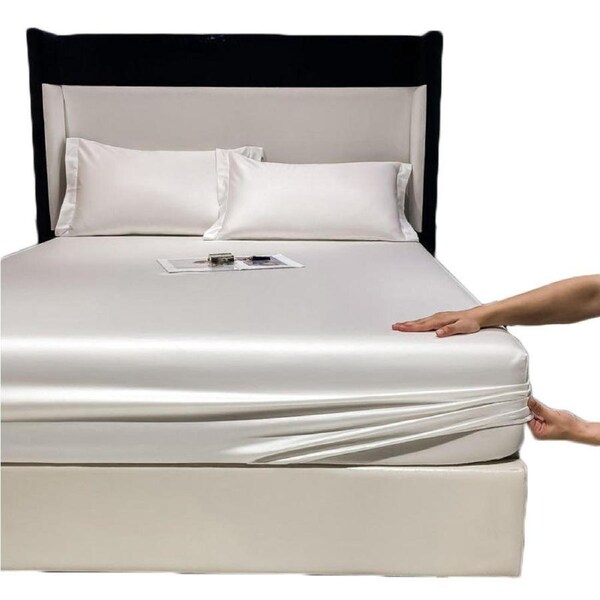 Nevenka 100% Cotton Bed Sheets Pillowcase 3 Piece Set Bedding-White 180 x 200 CM