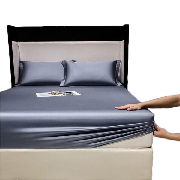 Nevenka 100% Cotton Bed Sheets Pillowcase 3 Piece Set Bedding-BlueGrey 150 x 200 CM