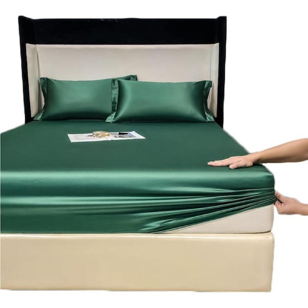 Nevenka 100% Cotton Bed Sheets Pillowcase 3 Piece Set Bedding-DarkGreen 150 x 200 CM