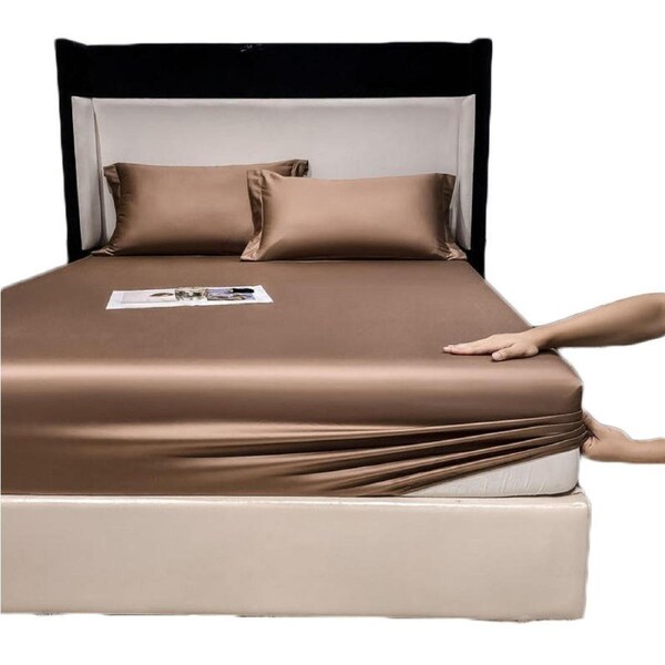 Nevenka 100% Cotton Bed Sheets Pillowcase 3 Piece Set Bedding-Toffee 150 x 200 CM