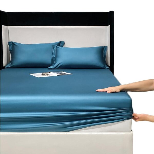 Nevenka 100% Cotton Bed Sheets Pillowcase 3 Piece Set Bedding-MoonlightBlue 150 x 200 CM
