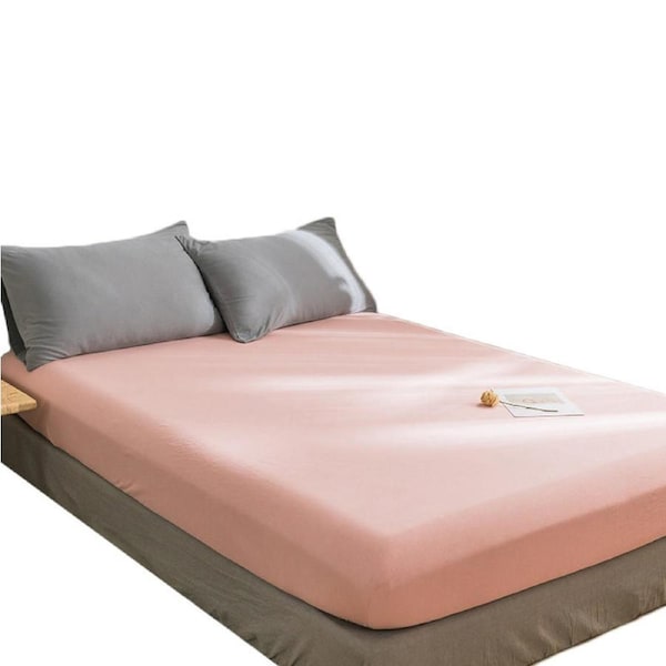 Nevenka Cotton Sheets Mattress Dustproof Protective Cover Fabric Bedding-BerryPink 150 x 200 cm