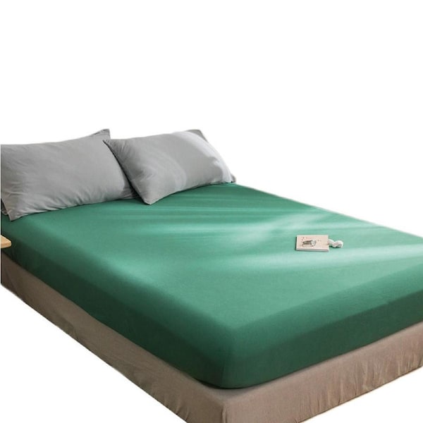Nevenka Cotton Sheets Mattress Dustproof Protective Cover Fabric Bedding-ForestGreen 150 x 200 cm