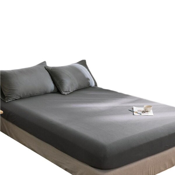 Nevenka Cotton Sheets Mattress Dustproof Protective Cover Fabric Bedding-CharcoalGrey 150 x 200 cm