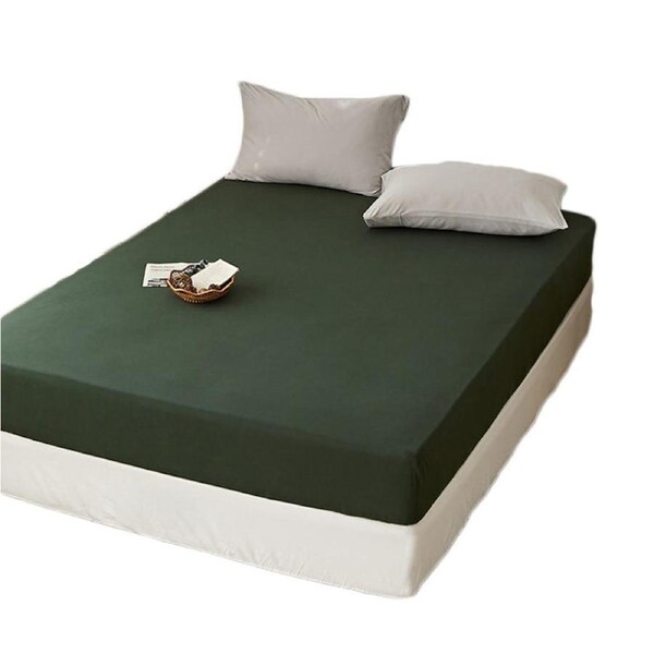 Nevenka Cotton Sheets Mattress Dustproof Protective Cover Fabric Bedding-DarkGreen 150 x 200 cm