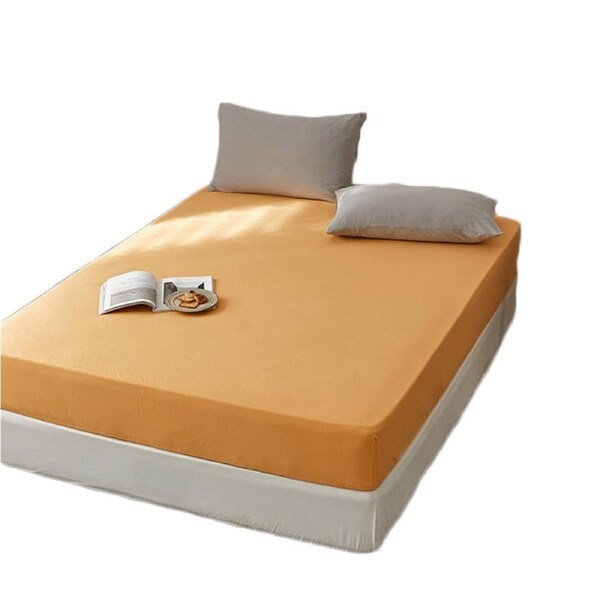 Nevenka Cotton Sheets Mattress Dustproof Protective Cover Fabric Bedding-Tangerine 150 x 200 cm