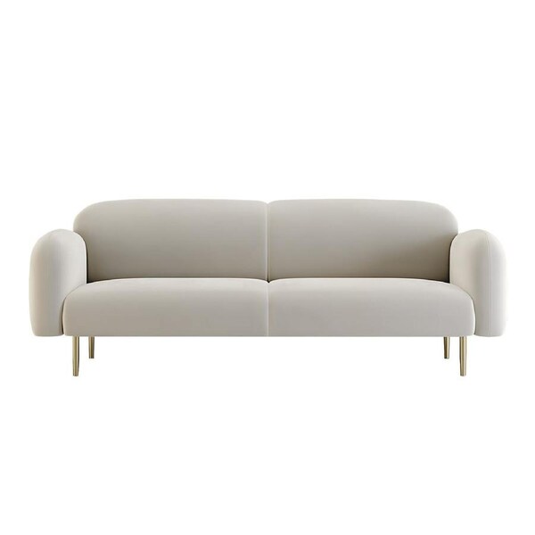 MIUZ 180cm Modern Nordic Sofa Large Double 2-3 Seater Couch Lounge Seating - White Velvet Fabric