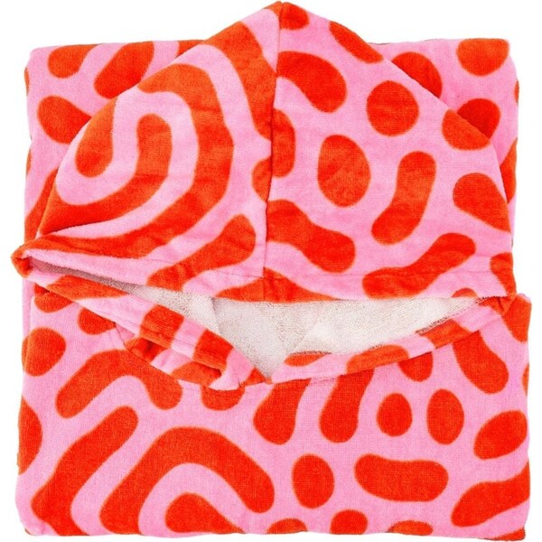 Annabel Trends Beach Poncho 100x82cm Cover Up Absorbent Towel Red Squiggles