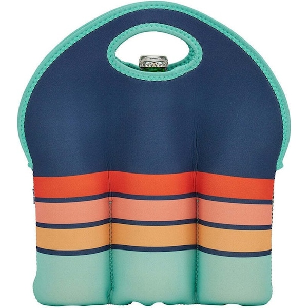 Annabel Trends Neoprene 6-Bottle Carrier 30cm Barware Drink Storage Navy Sunrise