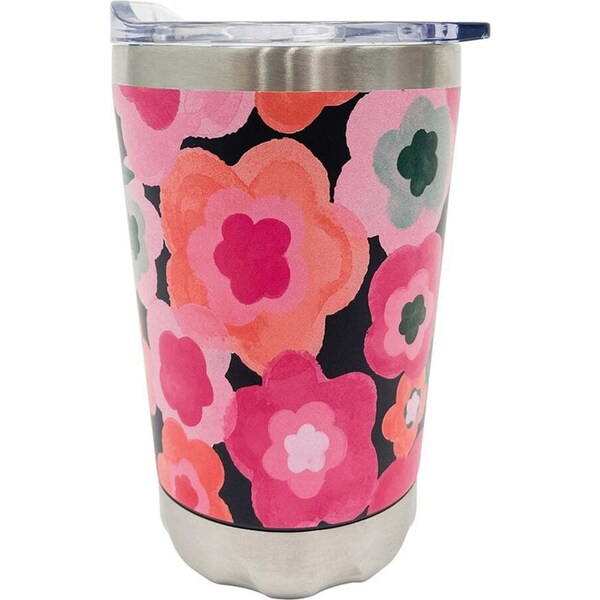 Annabel Trends 270ml Stainless Steel Coffee Mug Double Walled Mug Midnight Bloom