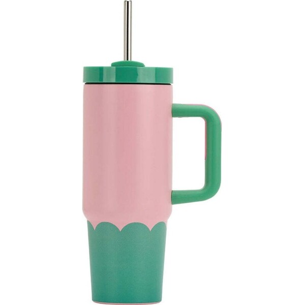 Annabel Trends Super Sip Wave 380ml S/S Cup Double Walled w/ Straw Musk Green