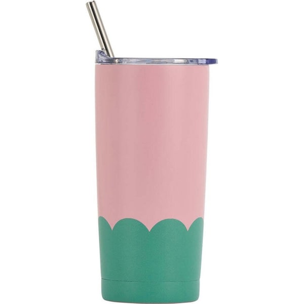 Annabel Trends 500ml Stainless Steel Wave Smoothie Tumbler w/ Straw Musk Green