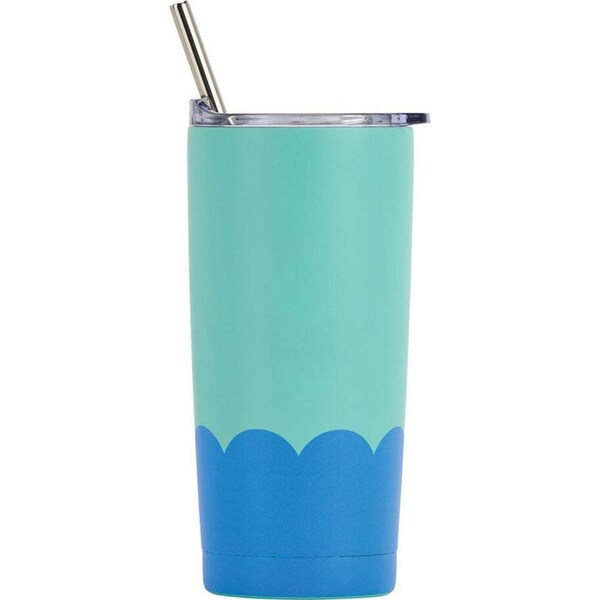 Annabel Trends 500ml Stainless Steel Wave Smoothie Tumbler w/ Straw Aqua Blue