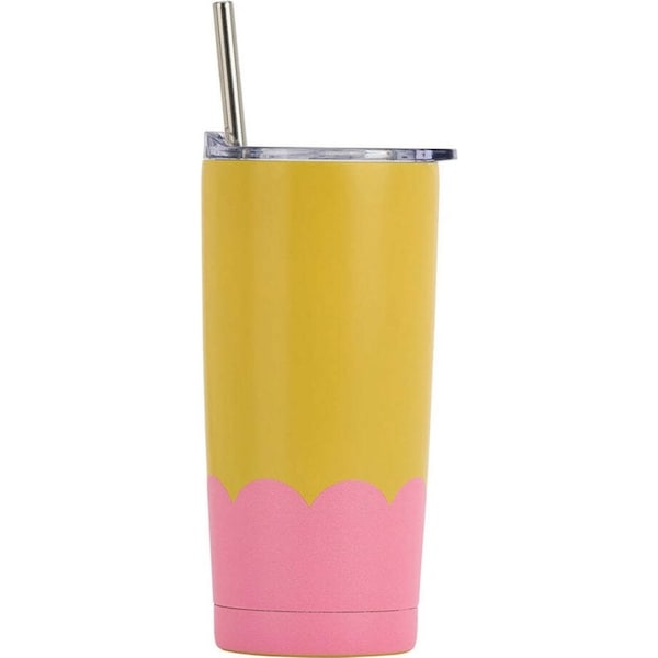 Annabel Trends 500ml Stainless Steel Wave Smoothie Tumbler w/ Straw Yellow Candy
