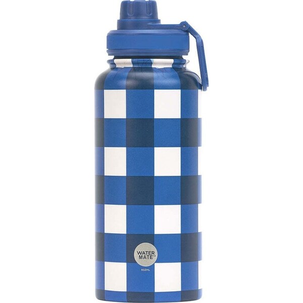 Annabel Trends Watermate 950ml Stainless Steel Drink Water Bottle Cobalt Check
