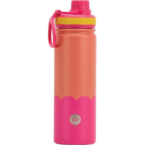 Annabel Trends Watermate Wave 600ml S/S Bottle Drink Tumbler Orange Hot Pink