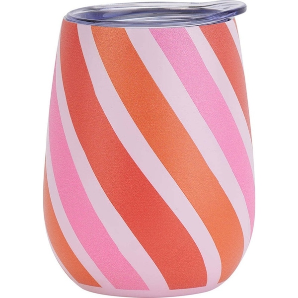 Annabel Trends 295ml Stainless Steel Wine Tumbler Double Walled Cup Candy Cane