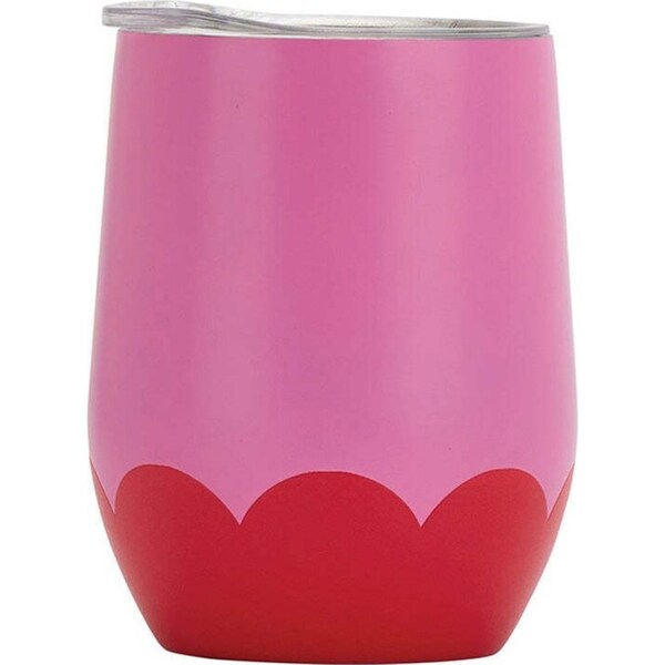 Annabel Trends 295ml Stainless Steel Wave Wine Tumbler Double Walled Pink Red