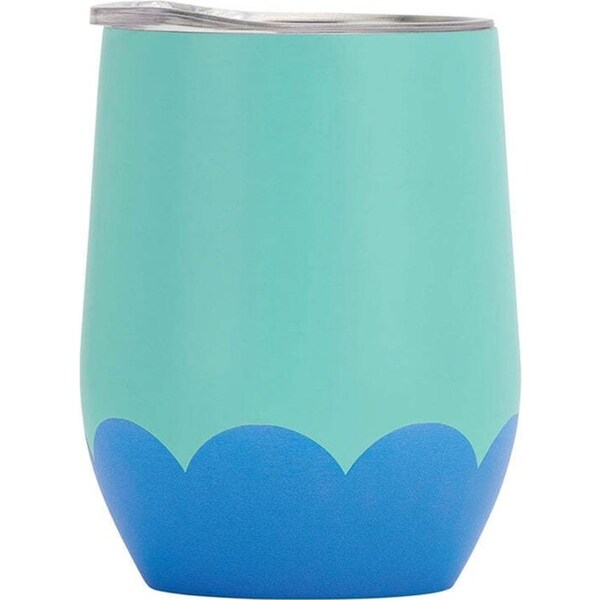 Annabel Trends 295ml Stainless Steel Wave Wine Tumbler Double Walled Aqua Blue
