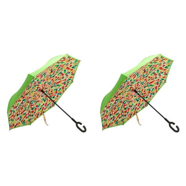 2x Annabel Trends Reverse Umbrella Inverted Cover w/ C-Handle 81x10cm Confetti
