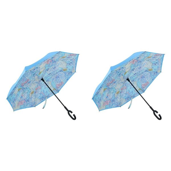 2x Annabel Trends Reverse Umbrella Inverted Cover w/ C-Handle 81cm Hello Cockie