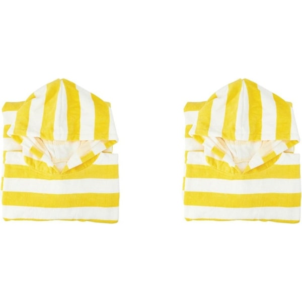 2x Annabel Trends Beach Poncho 100x82cm Cover Up Absorbent Towel Yellow Stripe