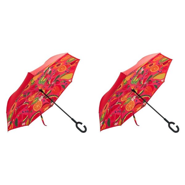 2x Annabel Trends Reverse Umbrella Inverted Cover w/ C-Handle 81x10cm Tropicana