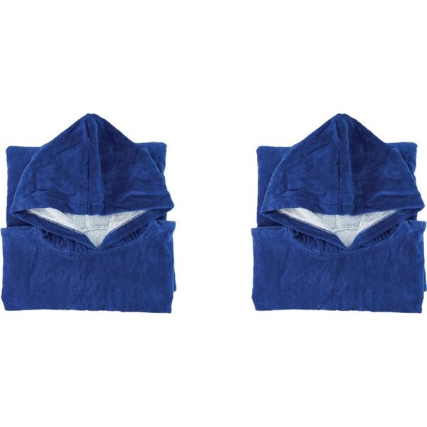 2x Annabel Trends Beach Poncho 100cm Cover Up Absorbent Drying Towel Plain Navy
