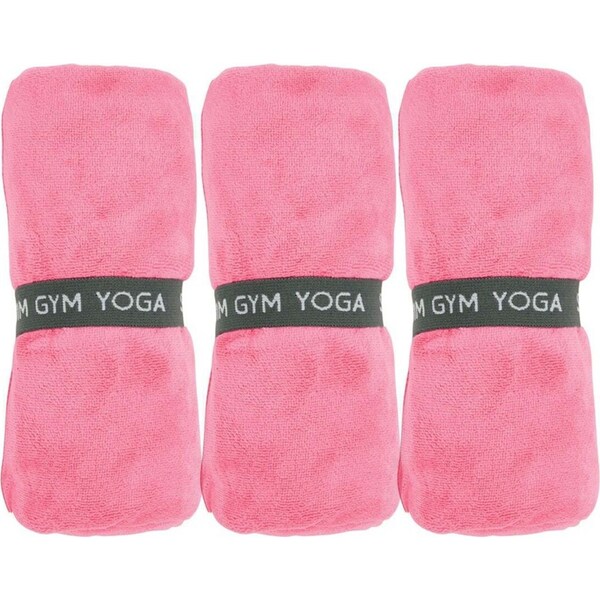 3x Annabel Trends Sports Yoga Towel Microfibre Absorbent 73.5cm Rect Bright PNK