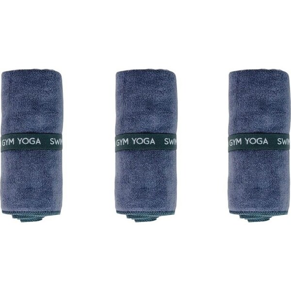 3x Annabel Trends Sports Yoga Towel Microfibre Absorbent 73.5cm Rect Charcoal