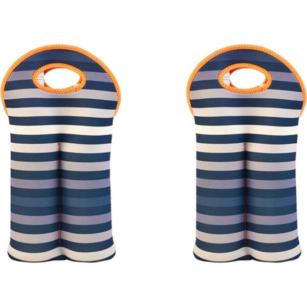 2x Annabel Trends Neoprene Double Bottle Bag 38cm Carry Storage Gradient Stripe