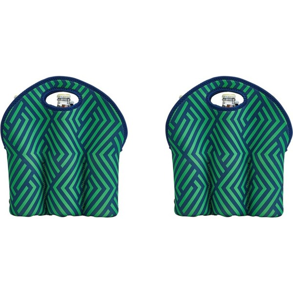 2x Annabel Trends Neoprene 6-Bottle Carrier 30cm Barware Storage Bag Zig Zag