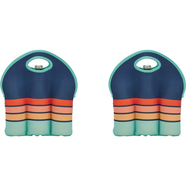 2x Annabel Trends Neoprene 6-Bottle Carrier 30cm Barware Storage Navy Sunrise