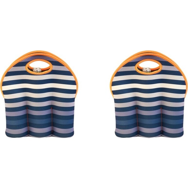 2x Annabel Trends Neoprene 6-Bottle Carrier 30cm Barware Storage Gradient Stripe